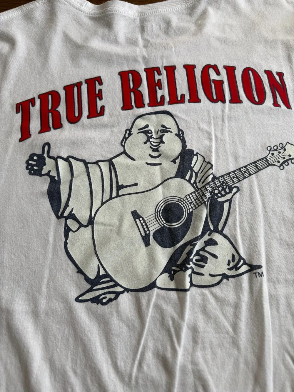 True Religion White Short-Sleeve Tee with Red Logo